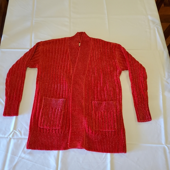 LOFT Red cardigan chenille super soft NWOT - Picture 3 of 6